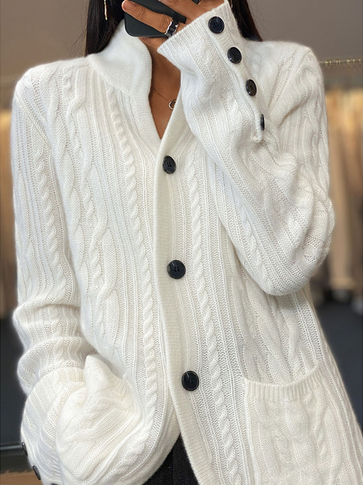 Loose Wool/Knitting Casual Cardigan（Can Be Worn Up To A Weight Of 130 Pounds)