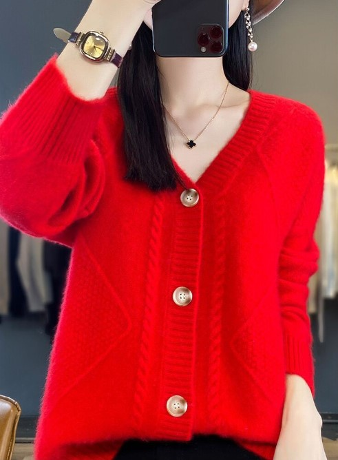 Casual Wool/Knitting Plain Cardigan（Can Be Worn Up To A Weight Of 145 Pounds)