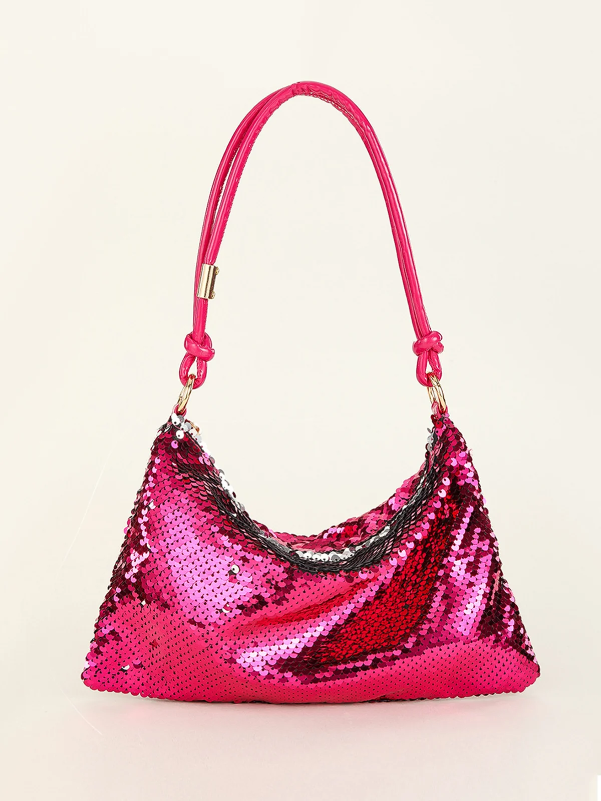 Sequin Decor Zipper Hobo Bag Knot Underarm Bag For Prom and Party Events