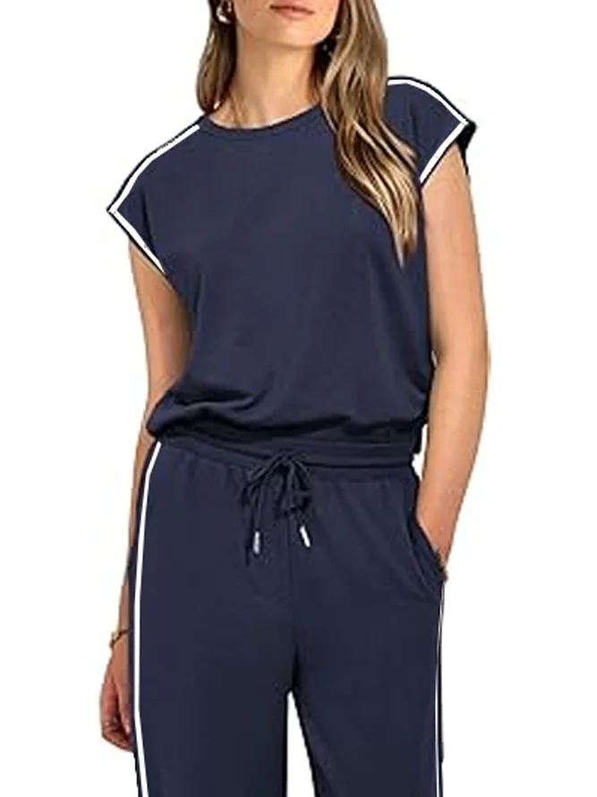 Loose Color Block Sports Two-Piece Set