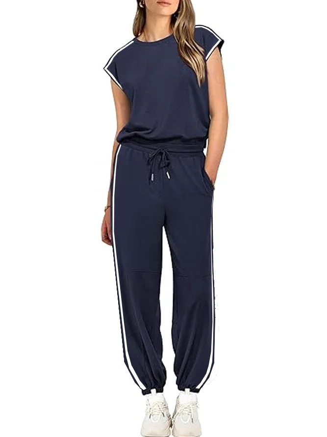 Loose Color Block Sports Two-Piece Set