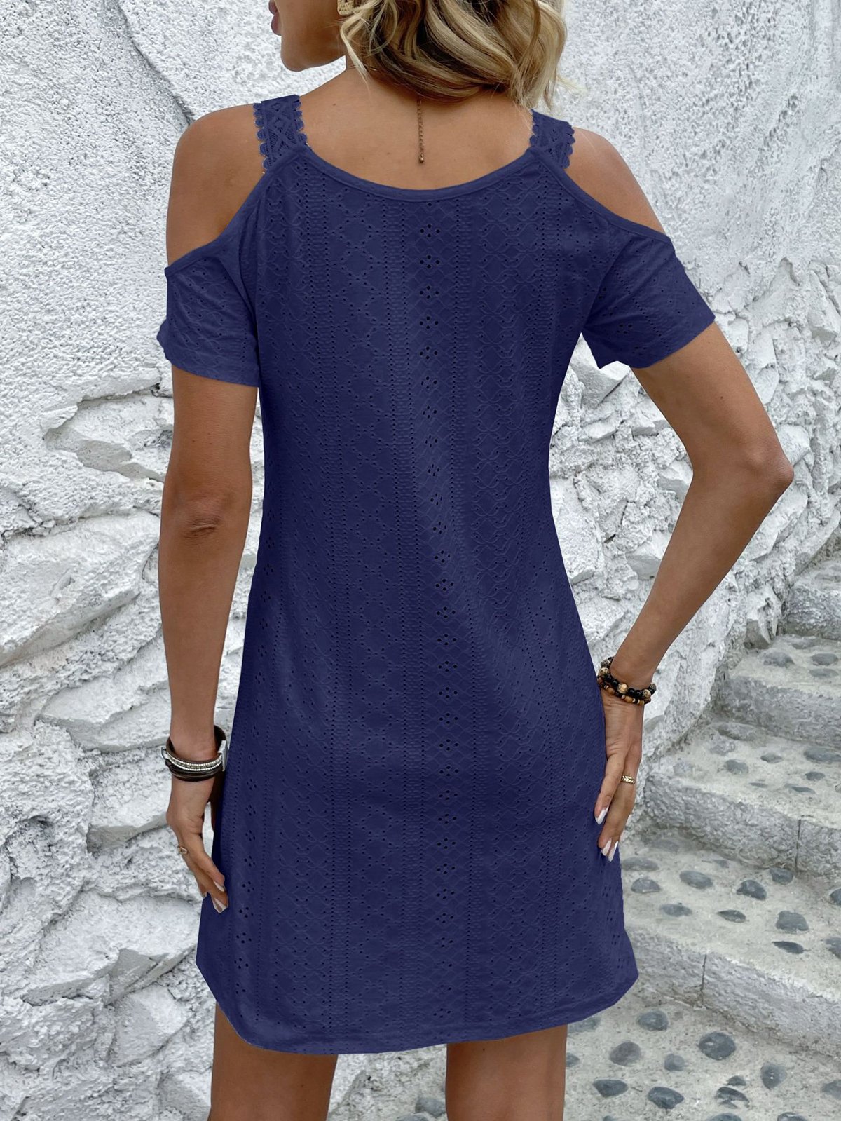 Plain Casual V Neck Loose Dress With No