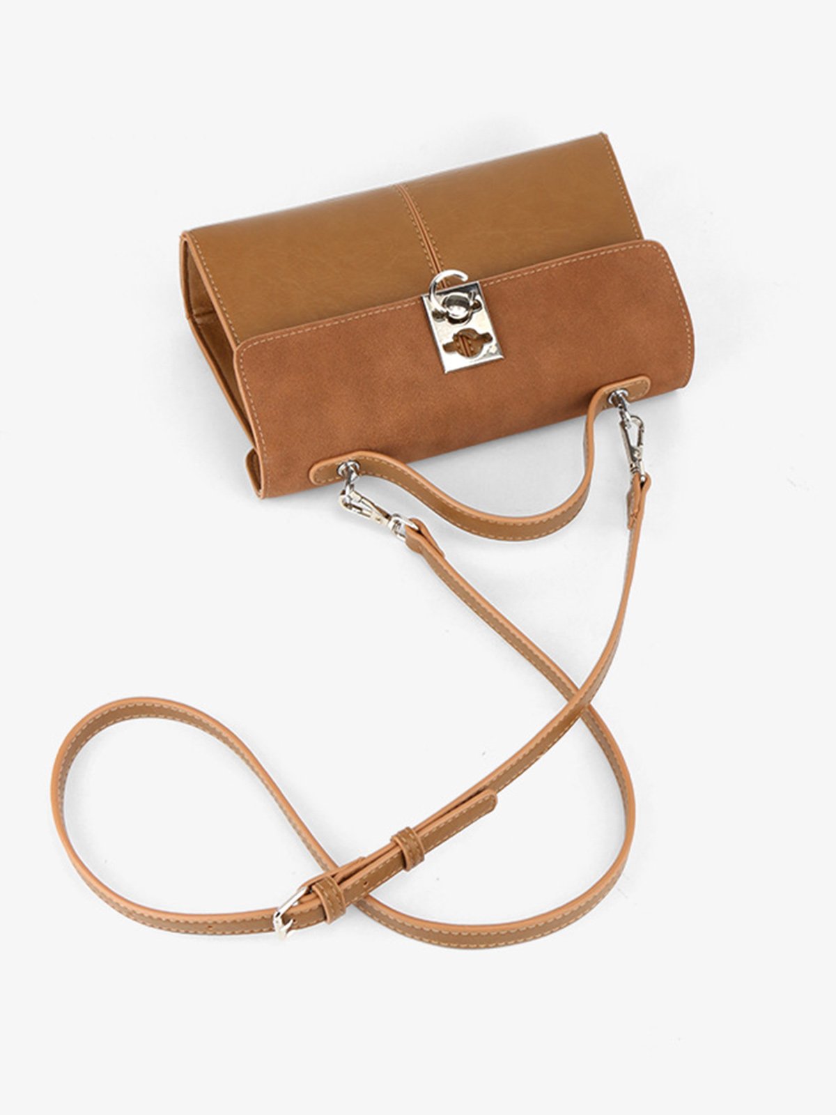 Minimalist Twist Lock Handbag with Detachable Crossbody Strap