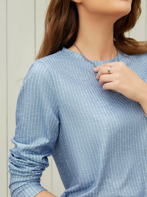 Striped Loose Casual Crew Neck Long Sleeve T-Shirt