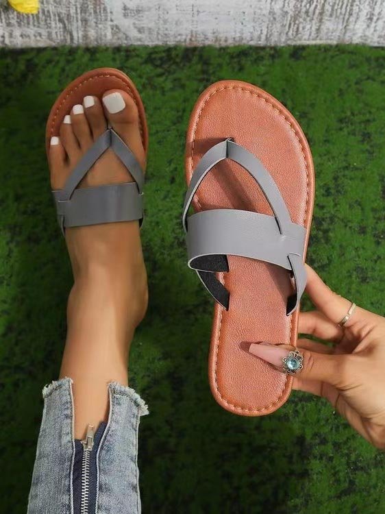Pu Summer Plain Casual Slide Sandals