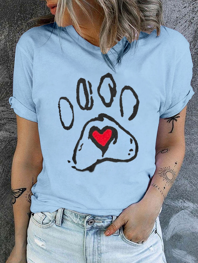 Funny Dog Text Letters Crew Neck Cotton Casual T-Shirt