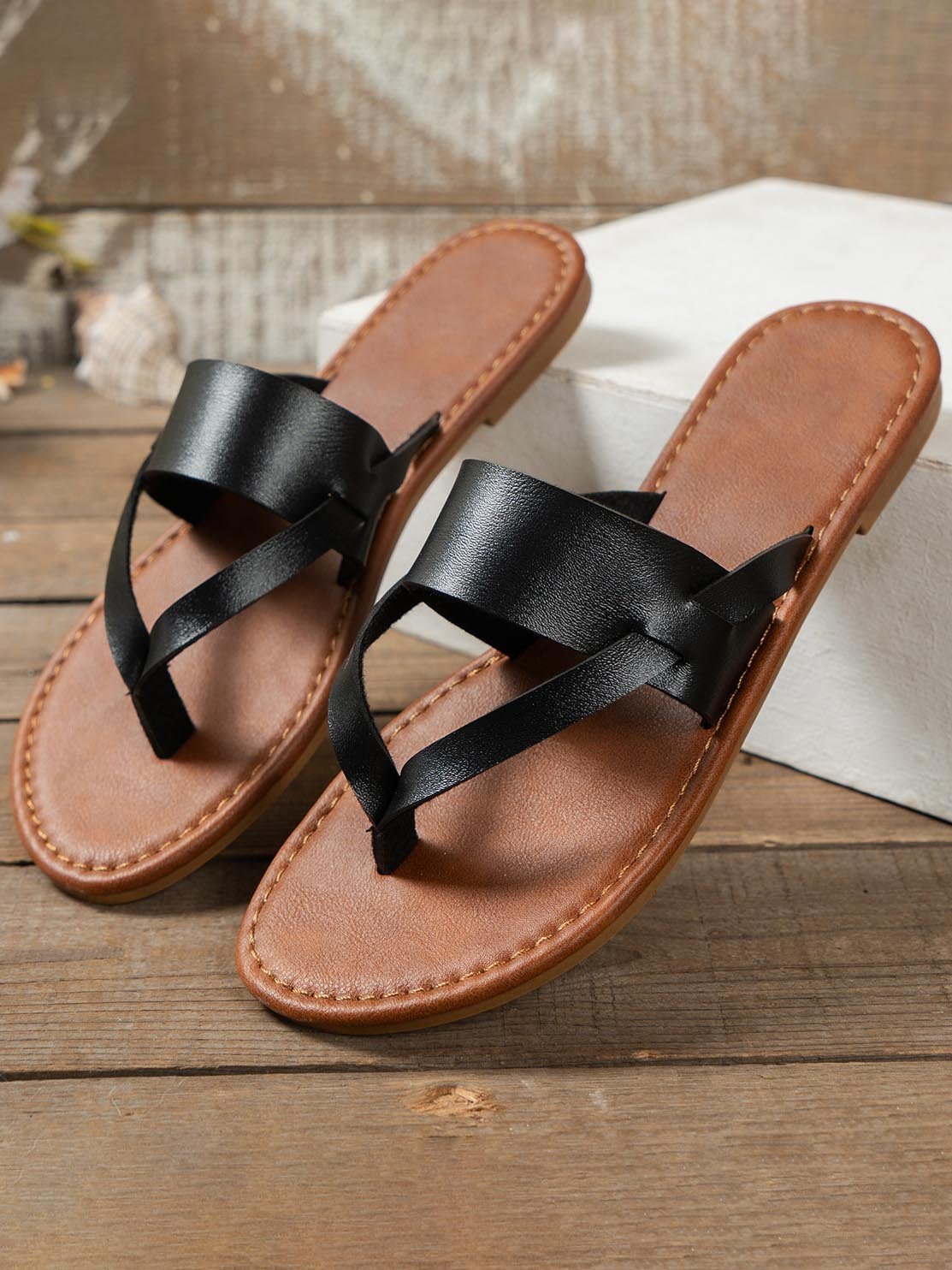 Pu Summer Plain Casual Slide Sandals