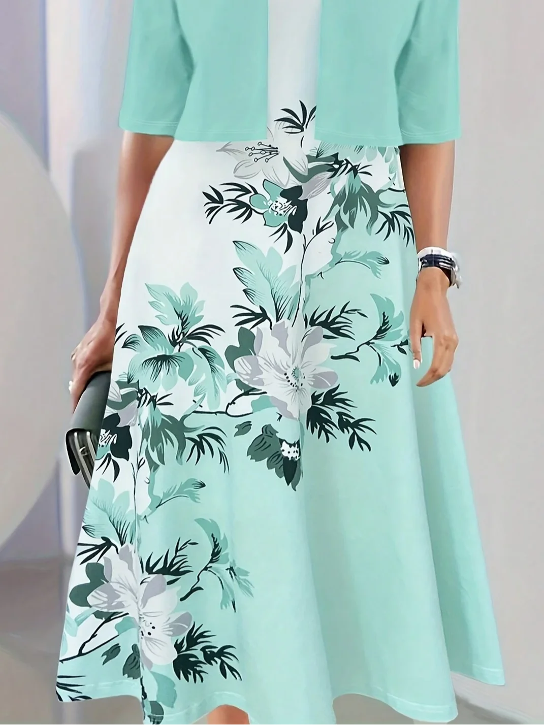 Loose Floral Casual Crew Neck Two-Piece Set