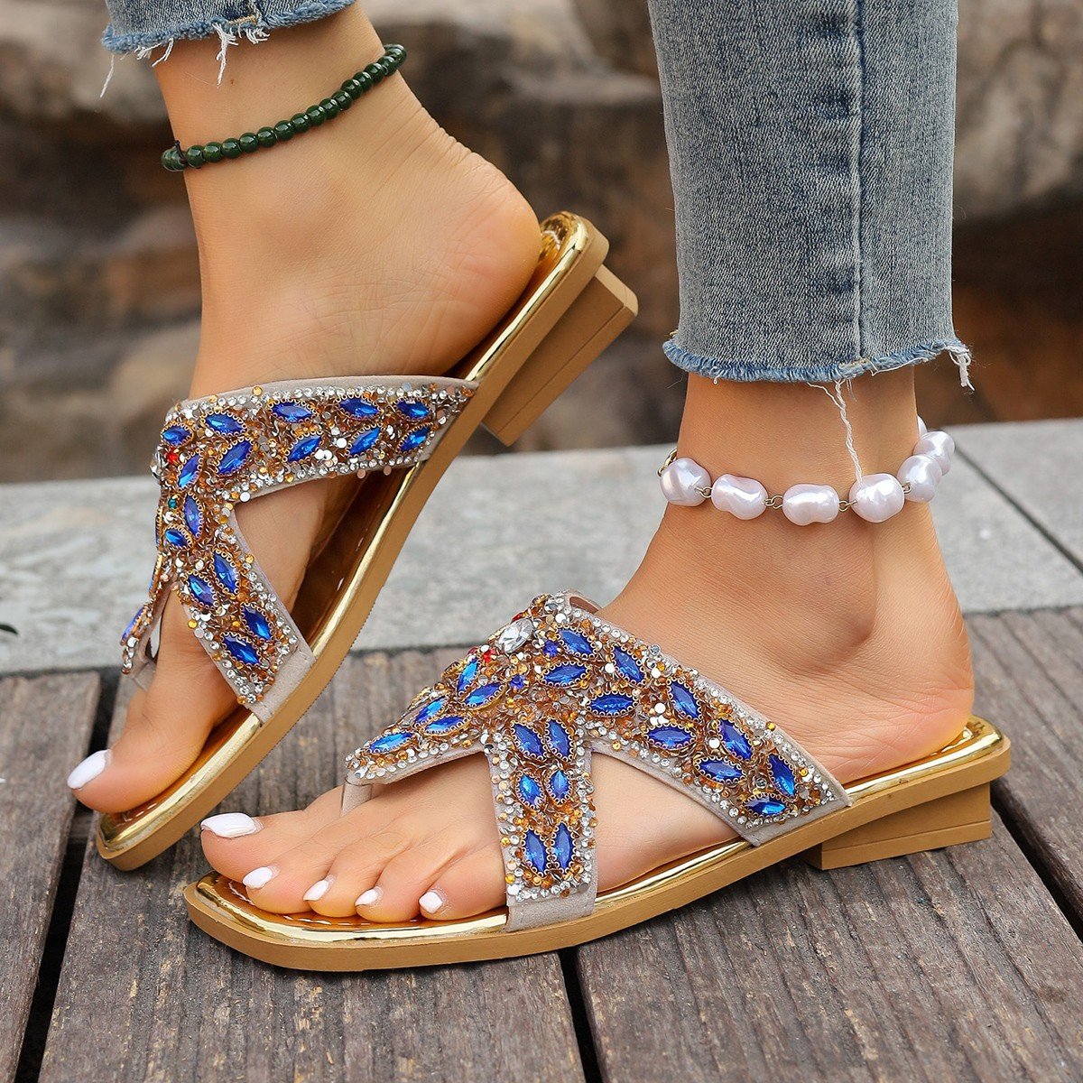 Summer Pu Plain Casual Slide Sandals