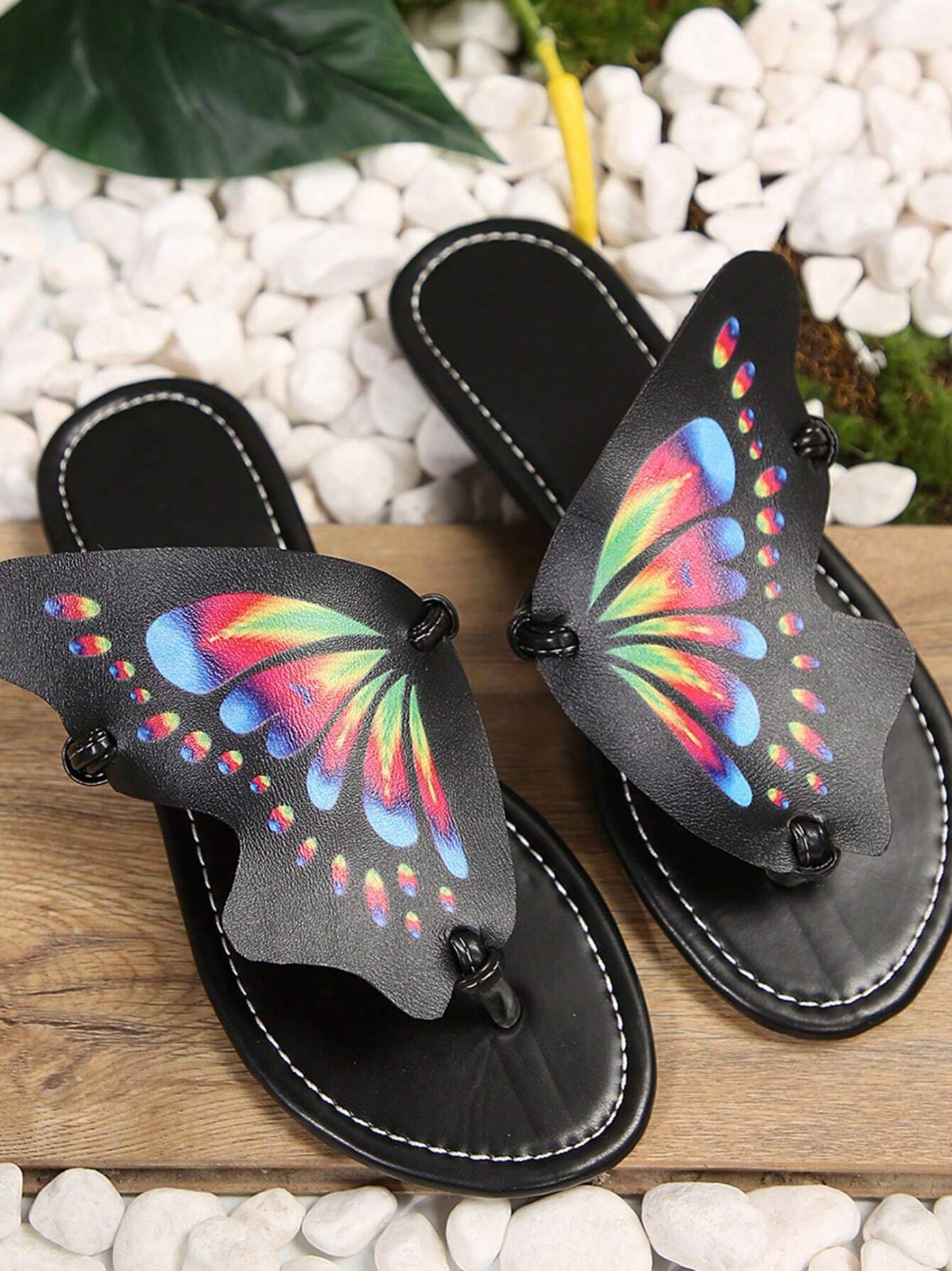 Casual Butterfly Pu Summer Slide Sandals