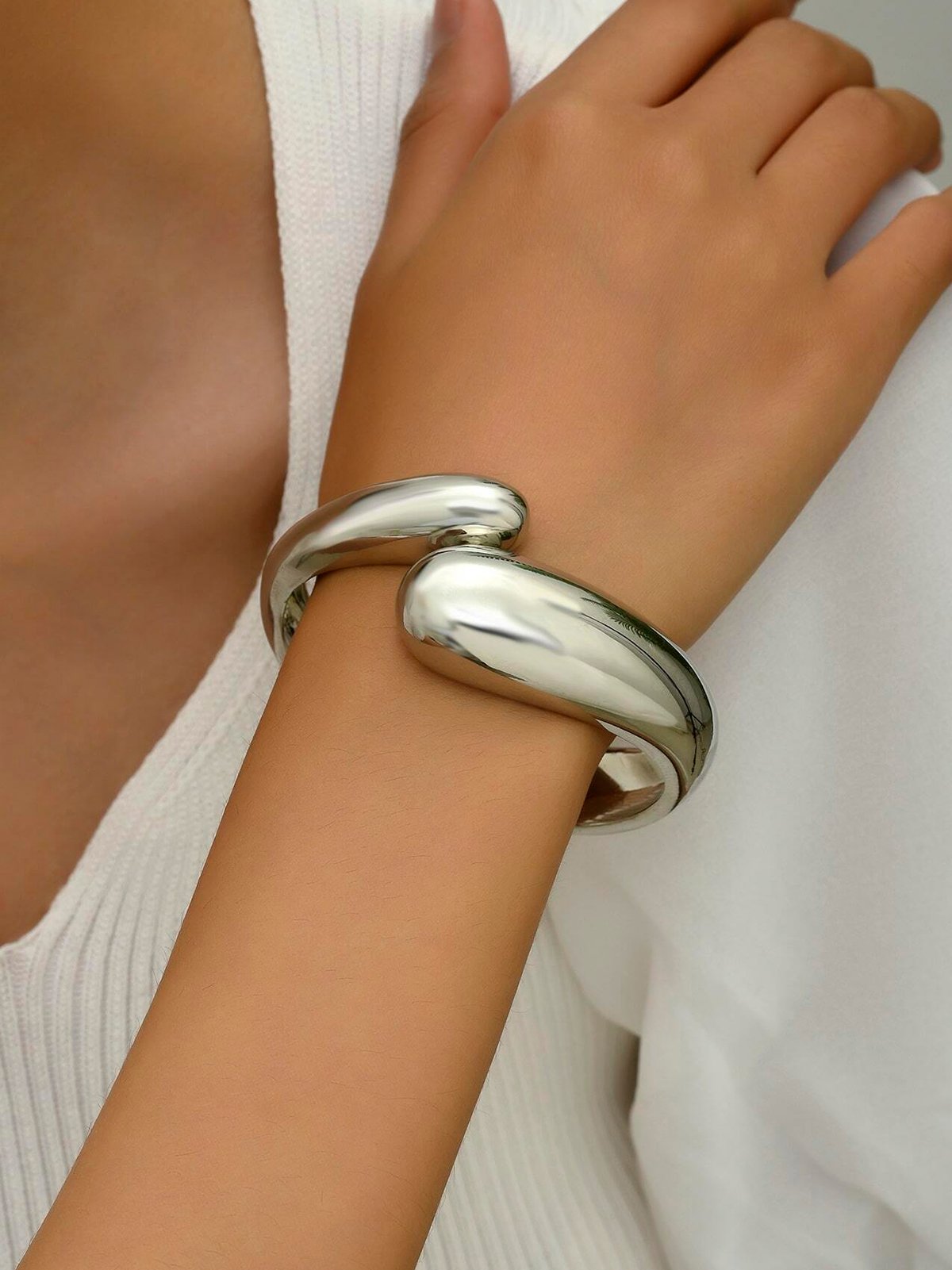 Women Minimalist Irregular Metal Cuff Bangle