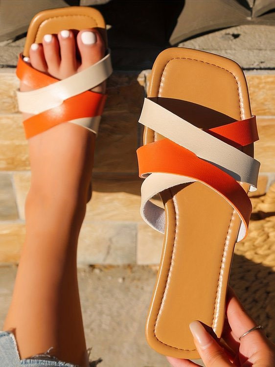 Summer Pu Casual Plain Slide Sandals