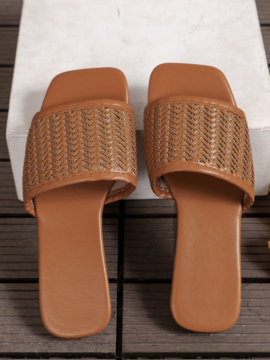 Summer Pu Casual Plain Slide Sandals