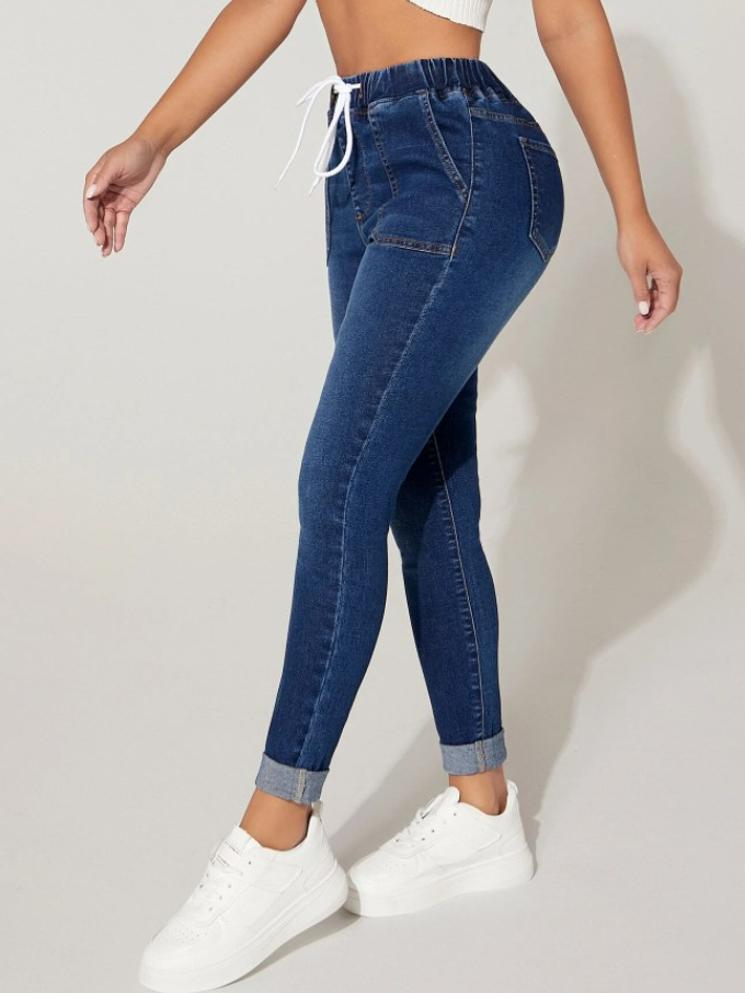 Casual Pocket Stitching Plain Jeans