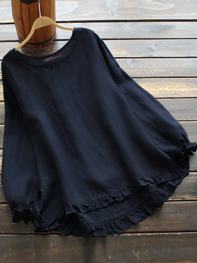 Plain Casual Cotton Loose Shirt