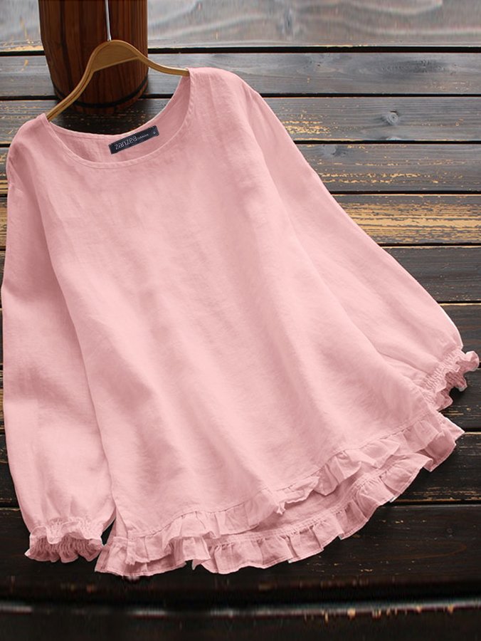 Plain Casual Cotton Loose Shirt