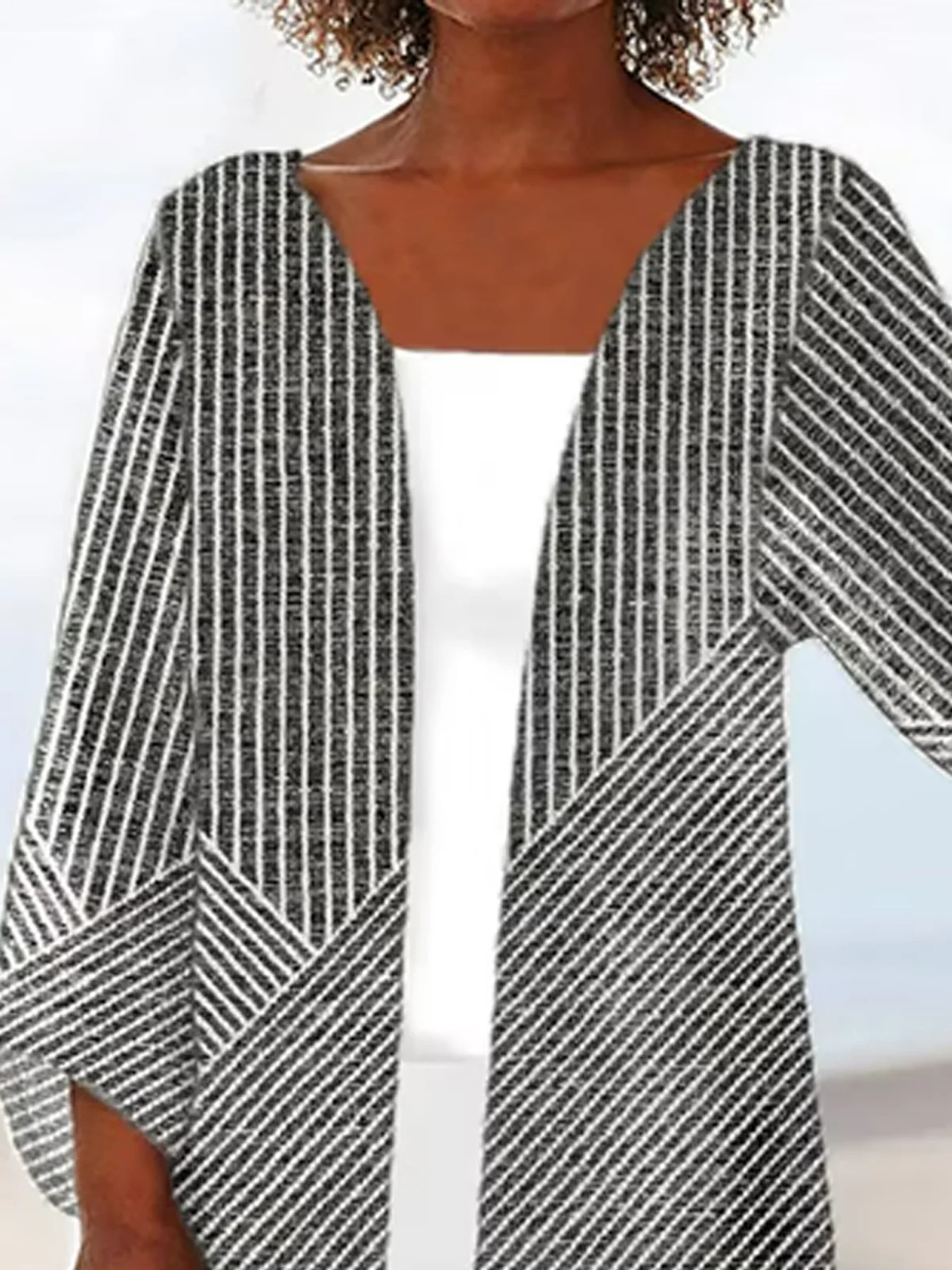 Casual Loose Striped Kimono