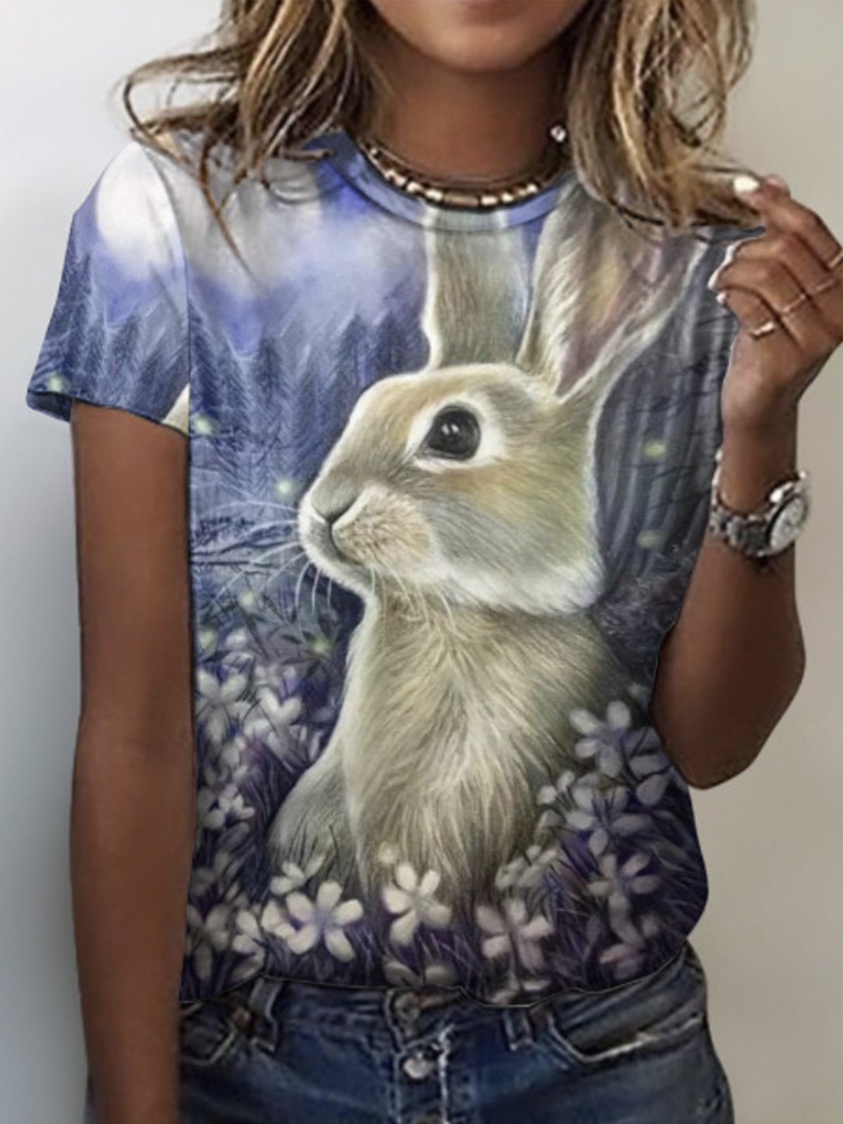 Casual Easter Crew Neck Loose T-Shirt