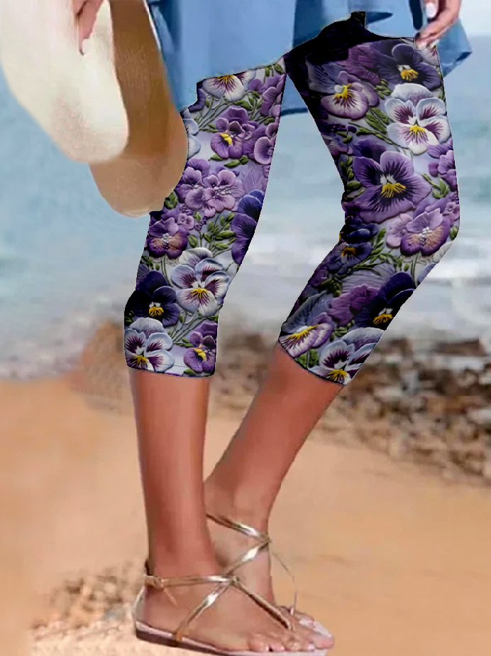 3D Printing Flower Regular Fit Casual Leggings