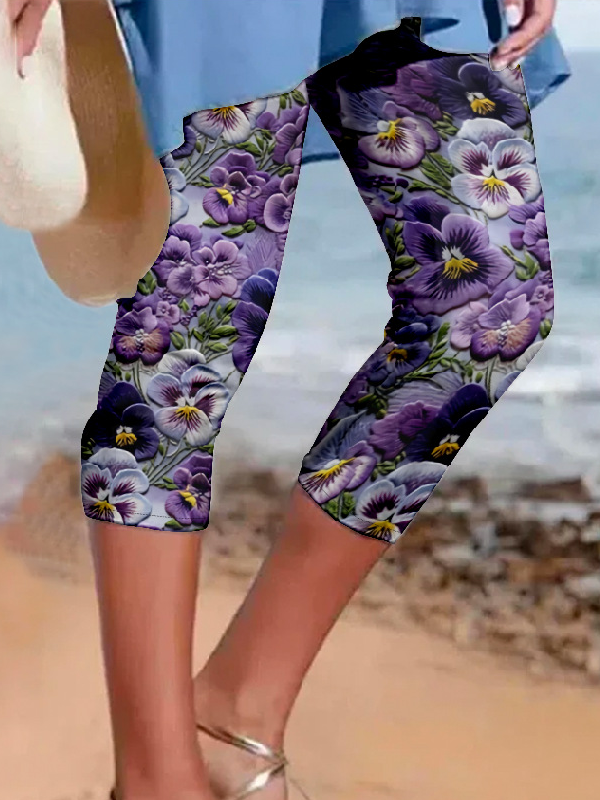 3D Printing Flower Regular Fit Casual Leggings