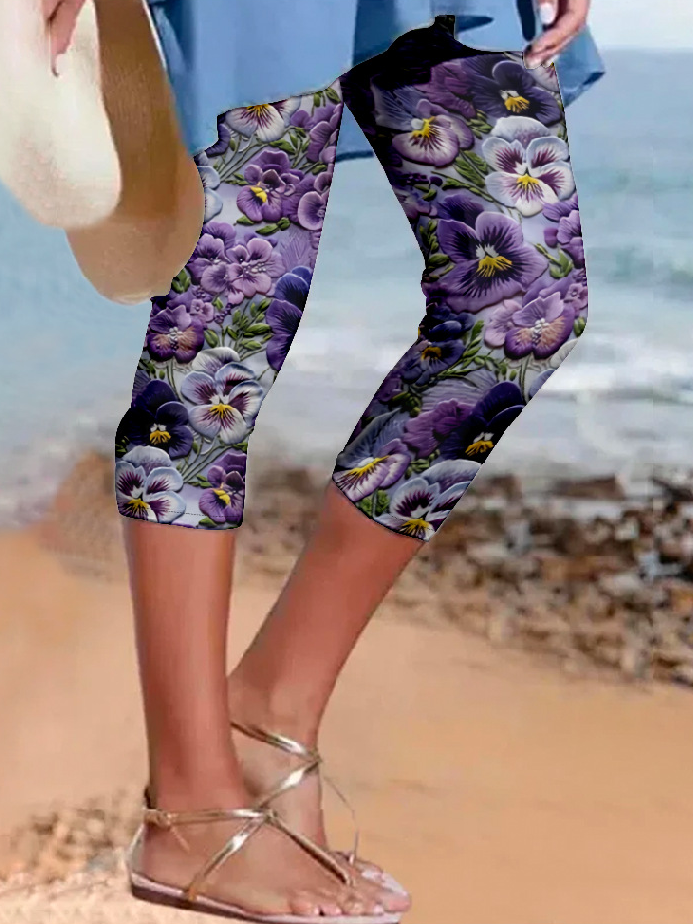 3D Printing Flower Regular Fit Casual Leggings