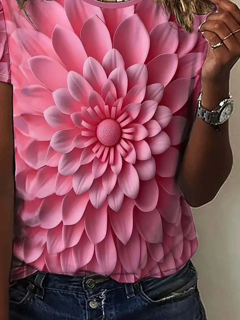 3d printing Floral Loose Casual T-Shirt
