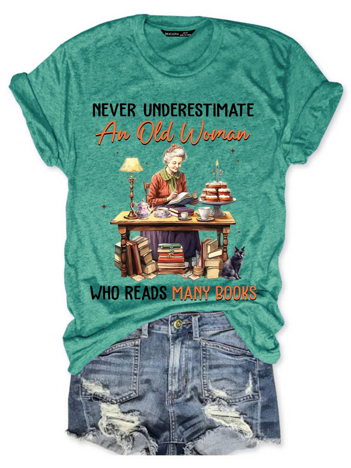 Never Underestimate An Old Woman Who Reads Many Books Book Lovers Gift Women's V-neck T-shirt