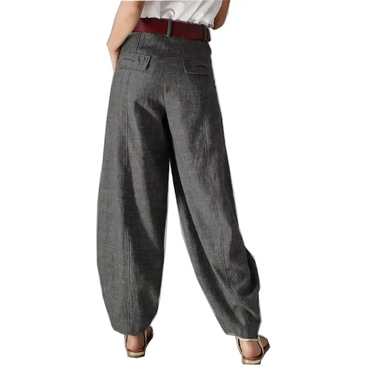 Casual Loose Pocket Stitching Cotton Pants