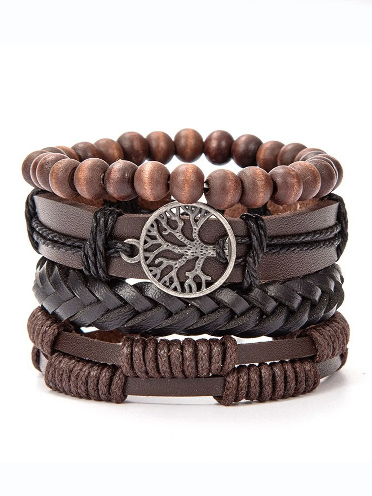 Vintage Multi-layer Ethnic Woven Wax Rope Leather Bracelet