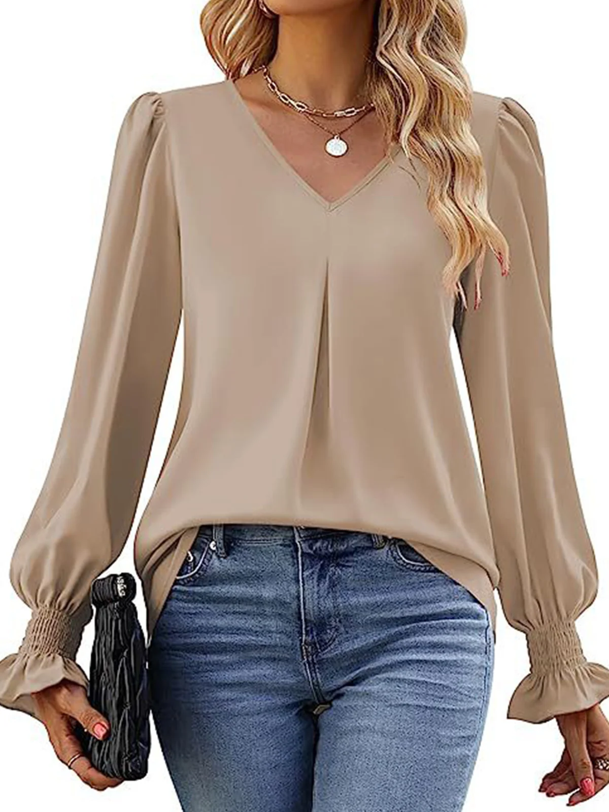 Casual Flare Sleeve Chiffon Shirt