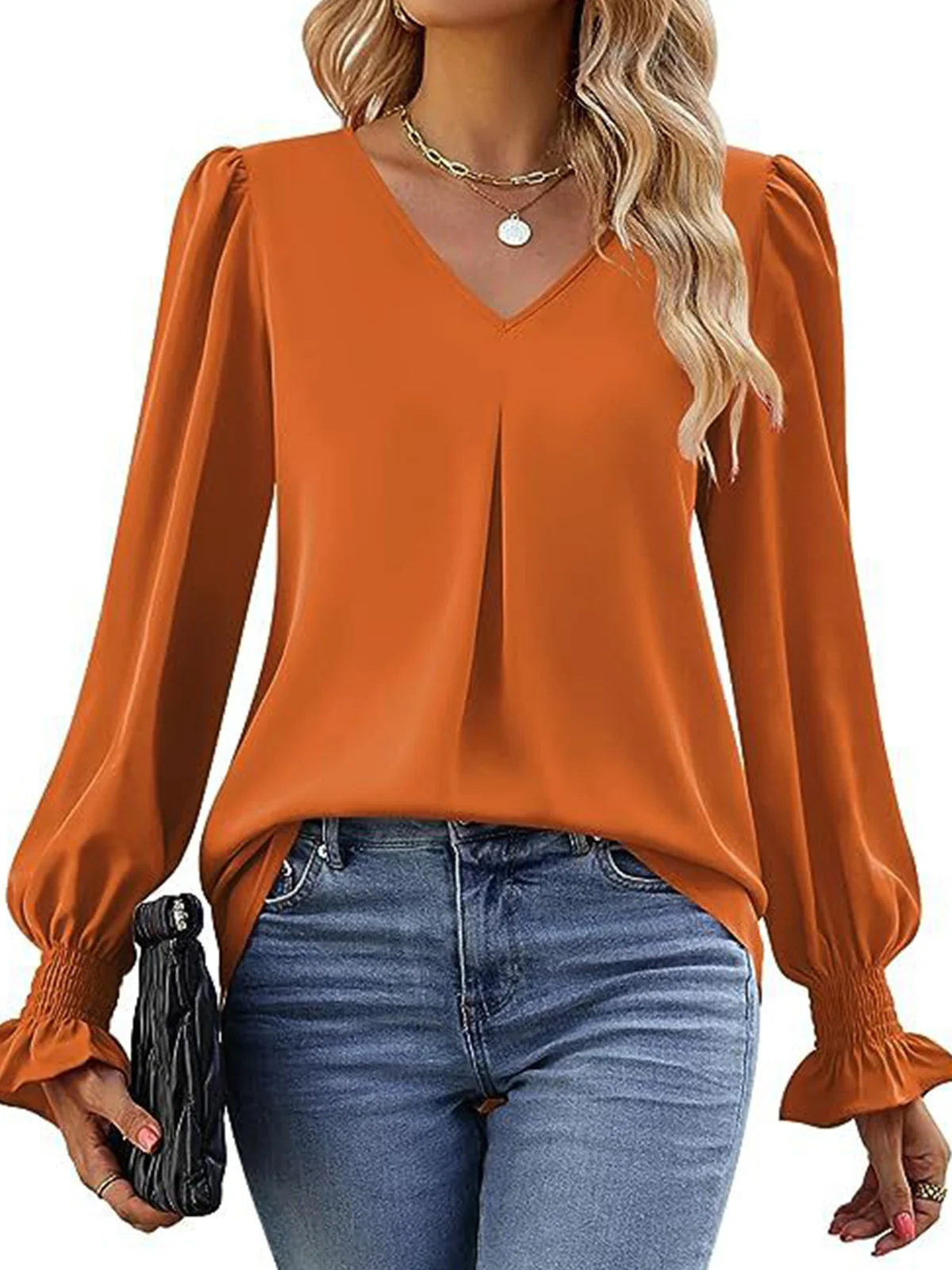 Casual Flare Sleeve Chiffon Shirt