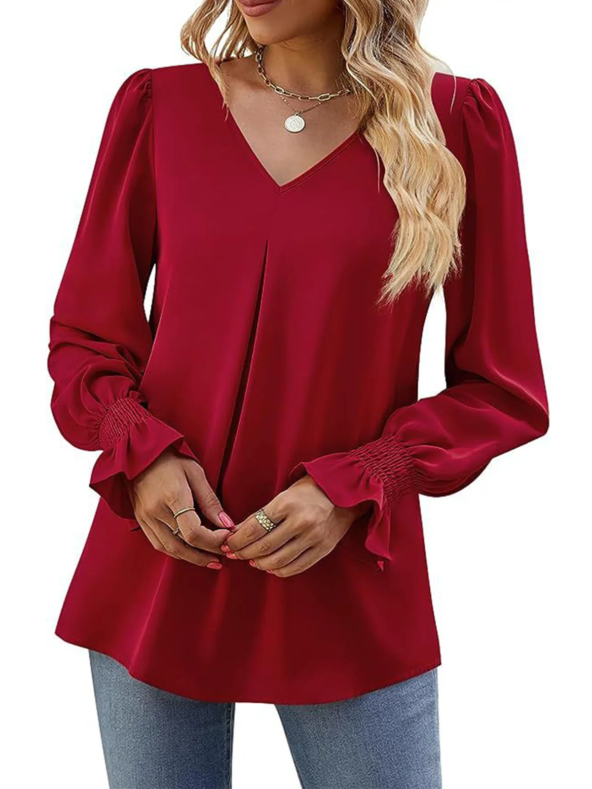 Casual Flare Sleeve Chiffon Shirt