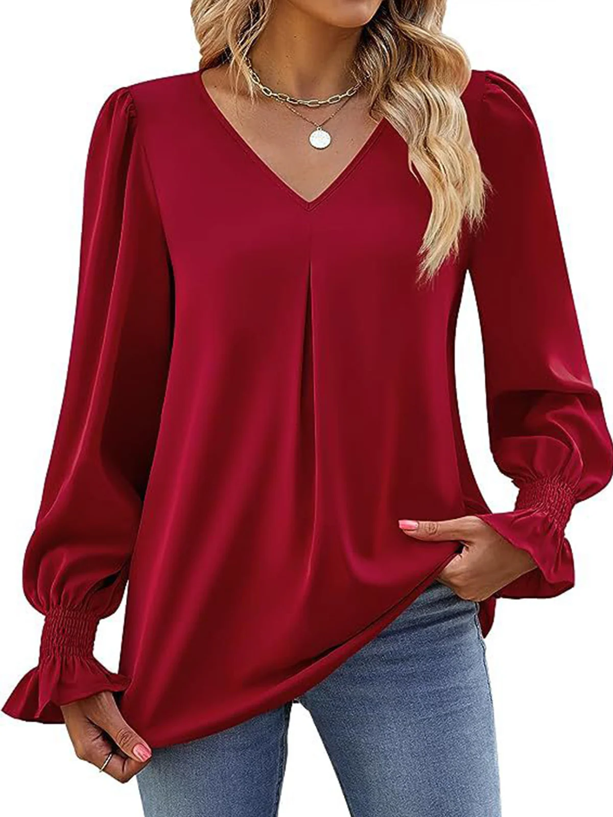 Casual Flare Sleeve Chiffon Shirt