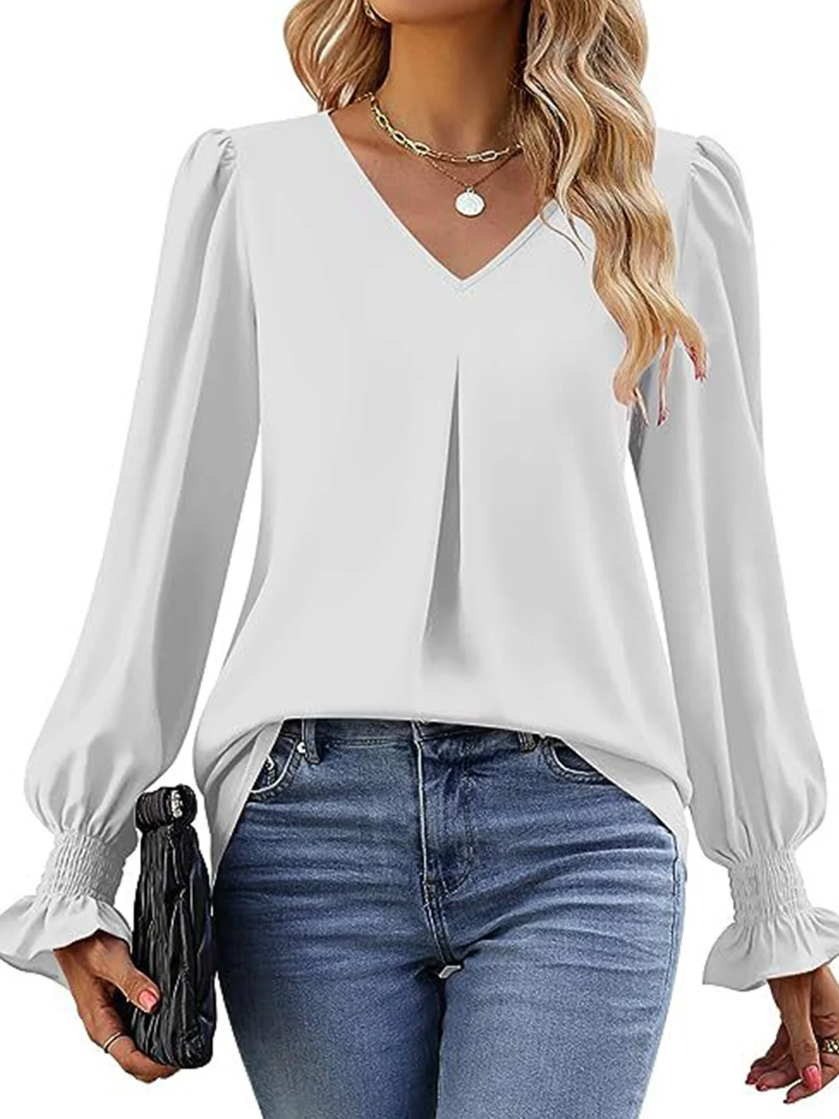 Casual Flare Sleeve Chiffon Shirt