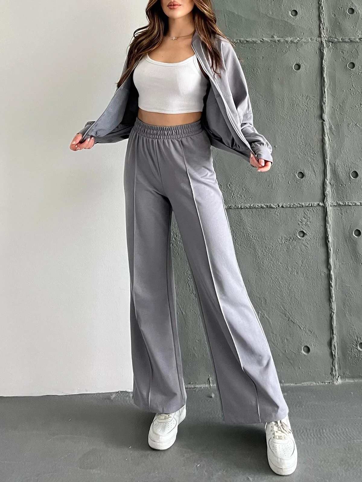 Plain Casual Regular Fit Two-Piece Set