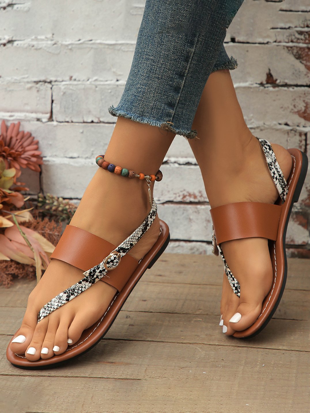Snakeskin Summer Leather Sandal