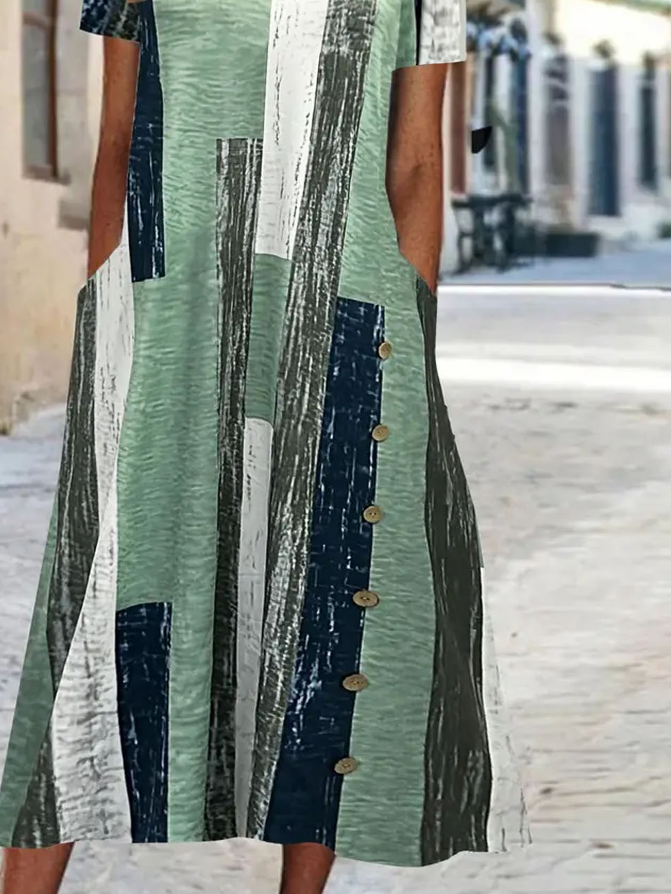Geometric Loose Jersey Casual Dress