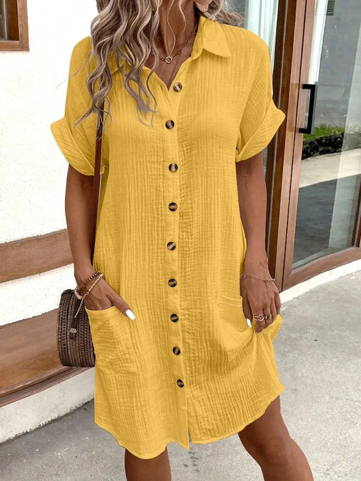 Casual Plain Summer Daily Short Sleeve Regular Dresses