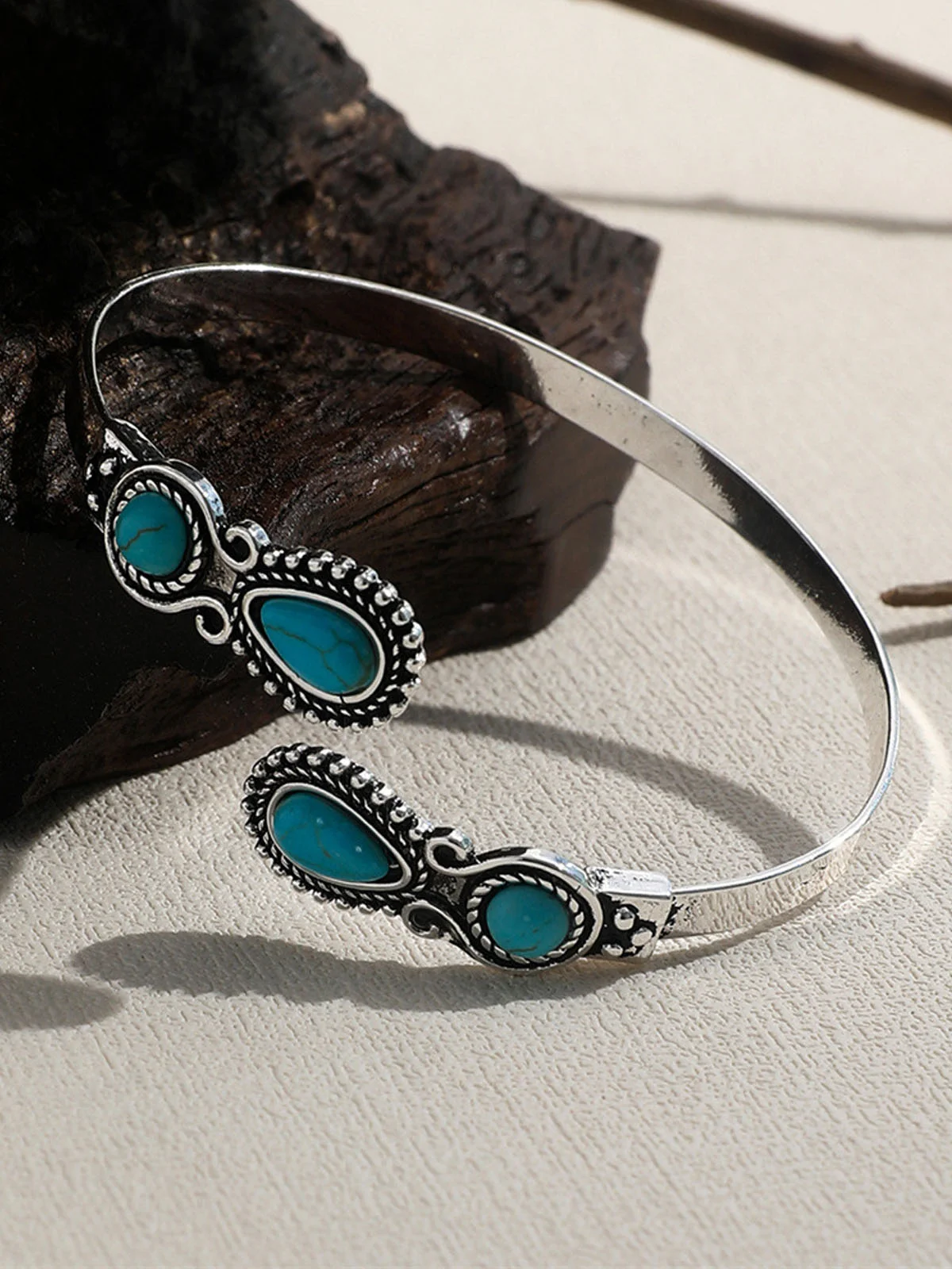 Vintage Alloy Turquoise Open Bracelet Women's Bohemian Bracelet