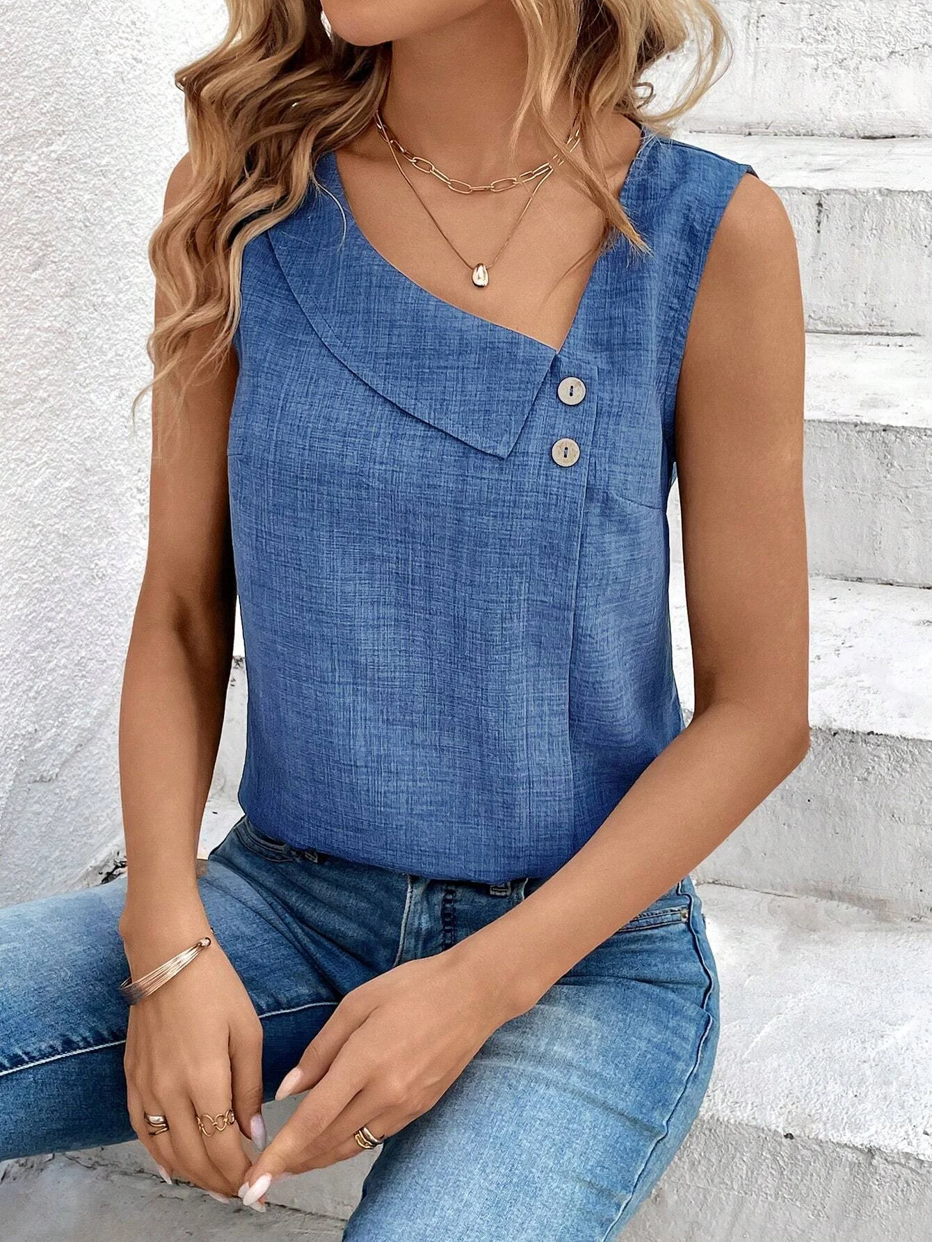 Loose Cotton-Blend Casual Tank Top