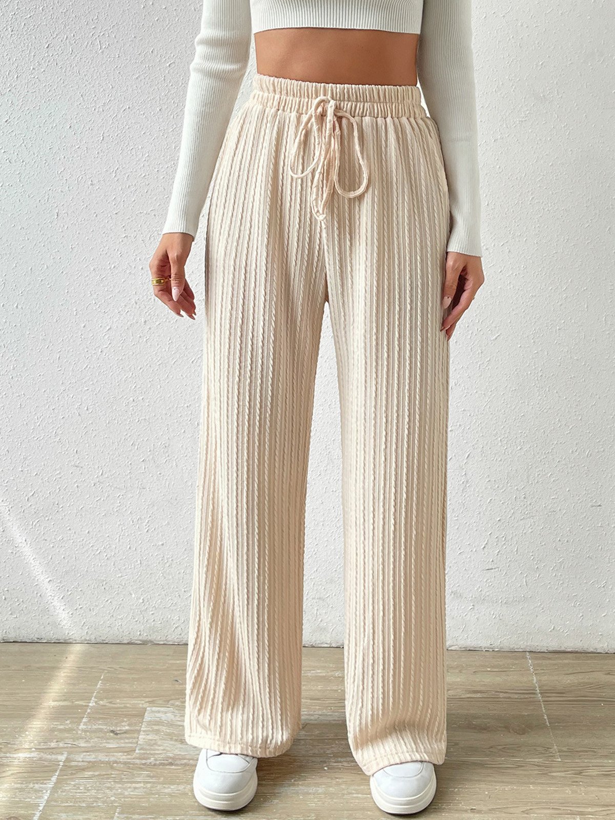 Casual Loose Plain Cotton And Linen Pants