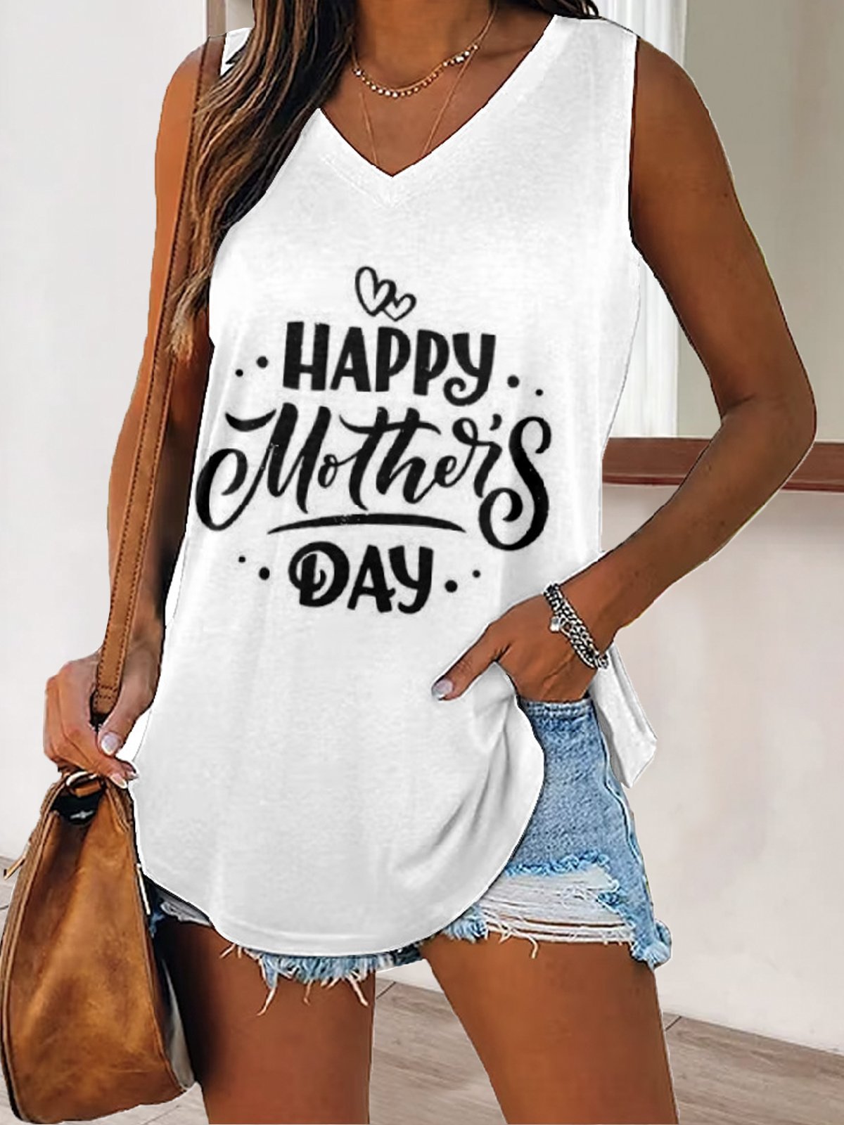 Buckle Casual V Neck Tank Top