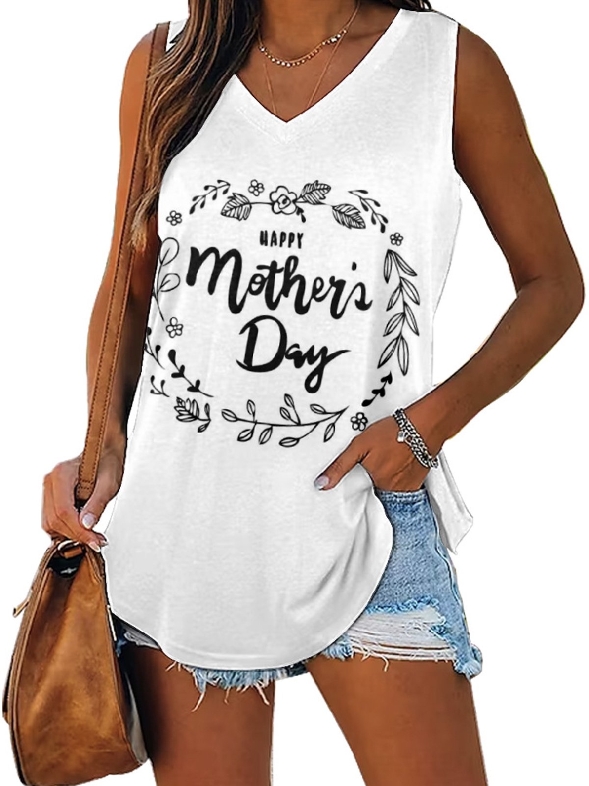 Buckle Casual V Neck Tank Top