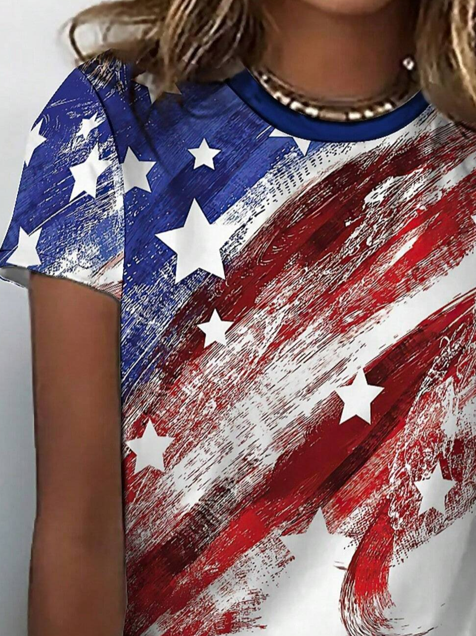 Casual Loose America Flag T-Shirt