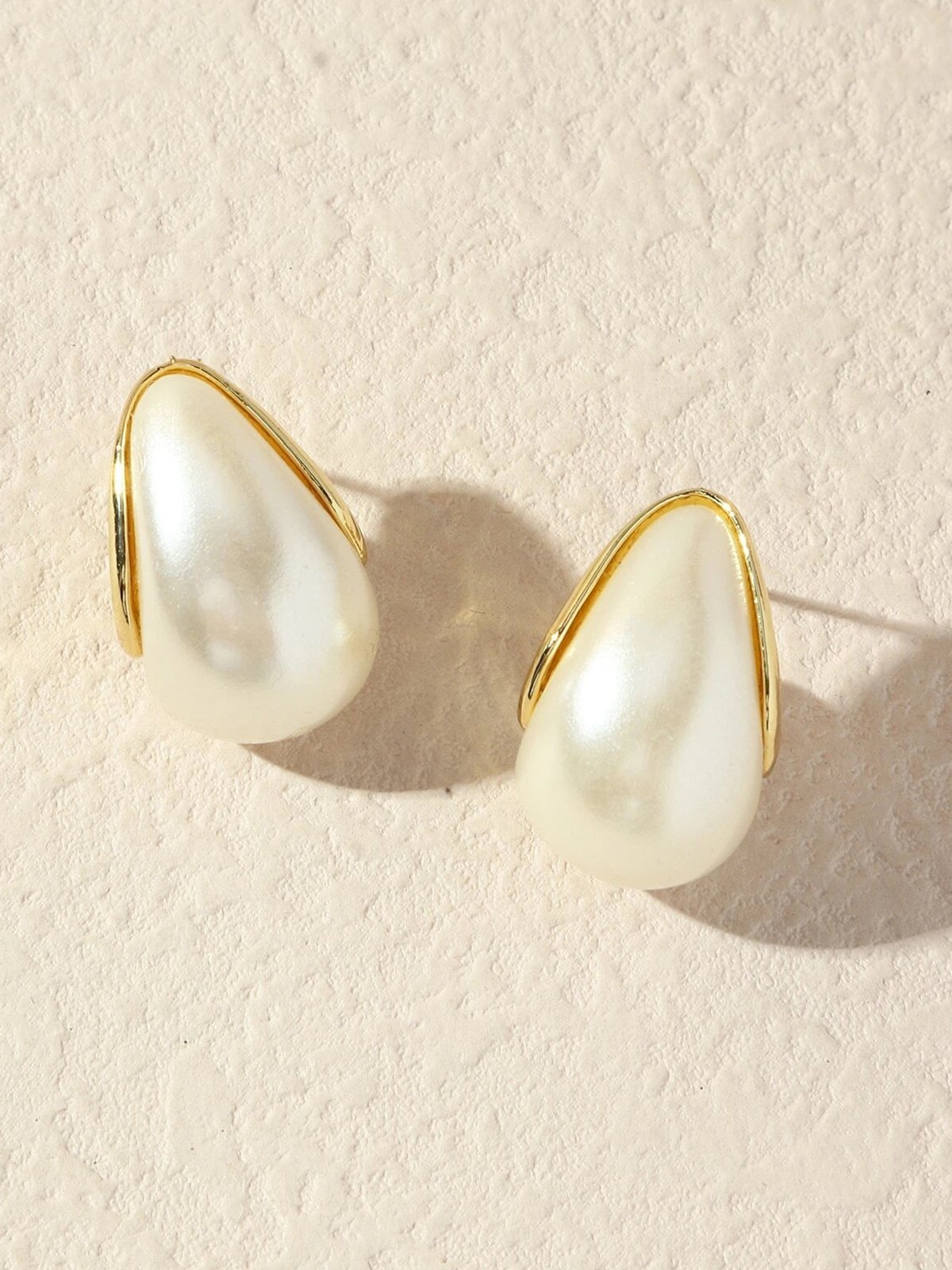 1pair Elegant Geometric Shape Faux Pearl Earrings