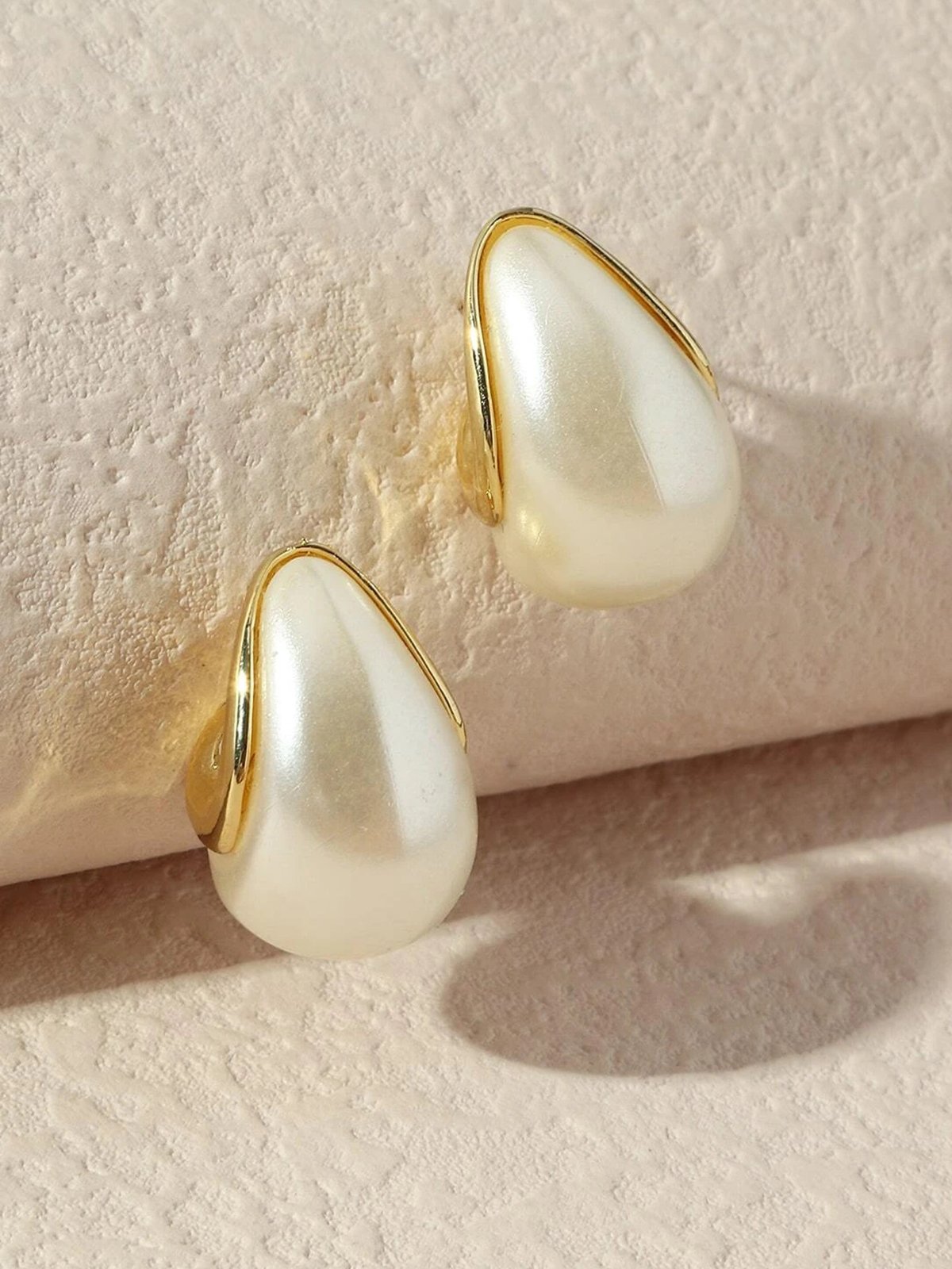 1pair Elegant Geometric Shape Faux Pearl Earrings