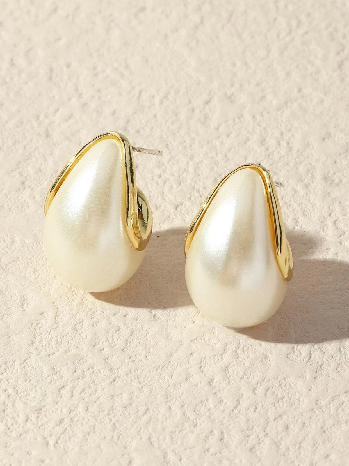 1pair Elegant Geometric Shape Faux Pearl Earrings