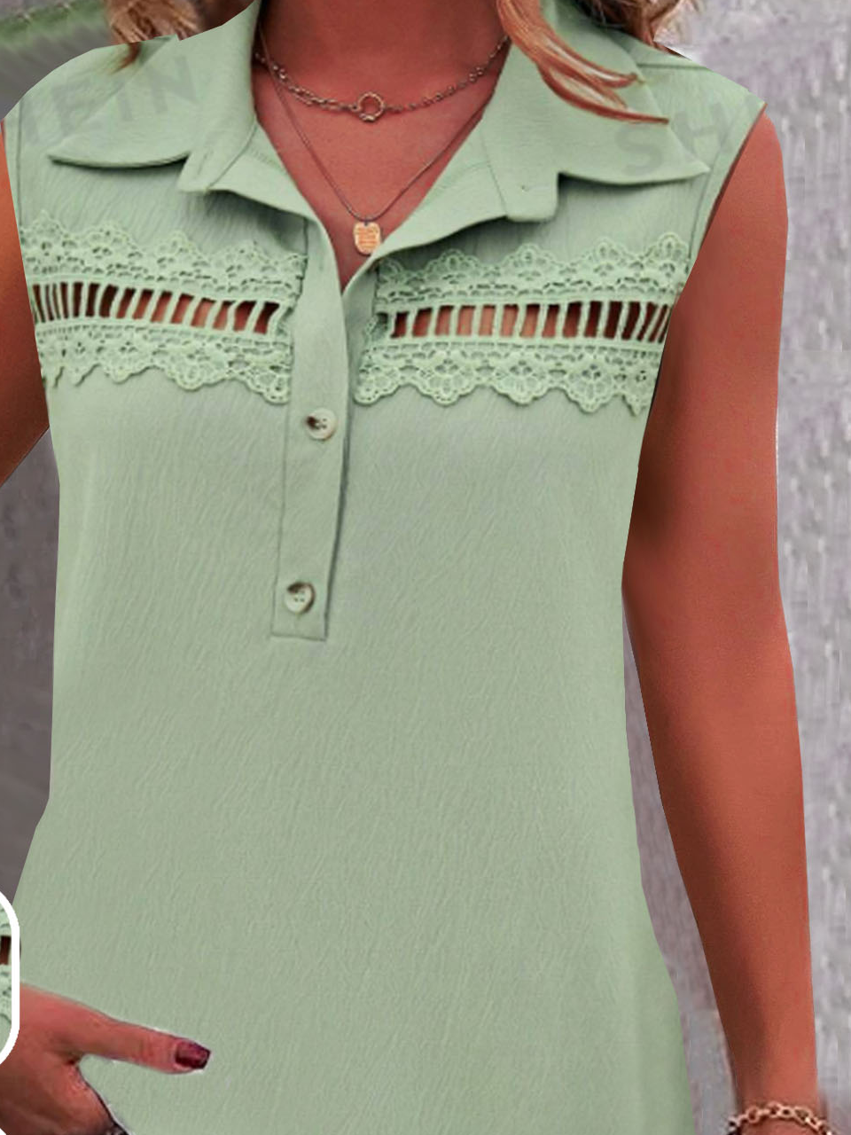 Buckle Casual Lace Tank Top