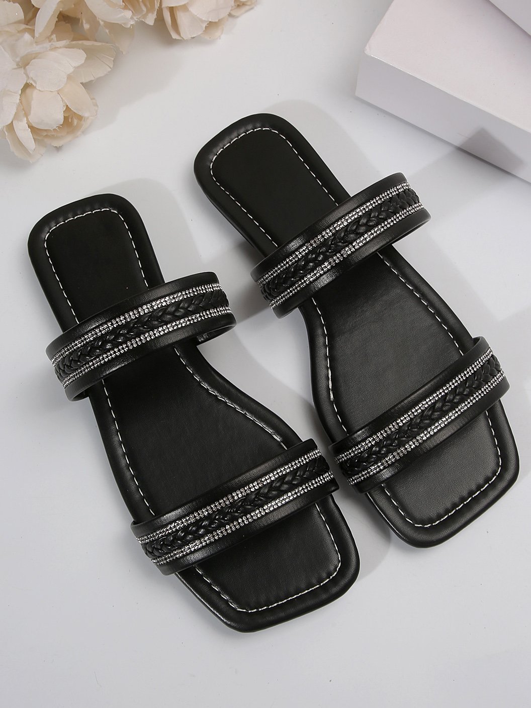 Pu Plain Casual Summer Slide Sandals