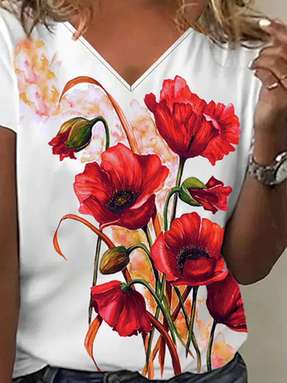 Floral Jersey Casual T-Shirt